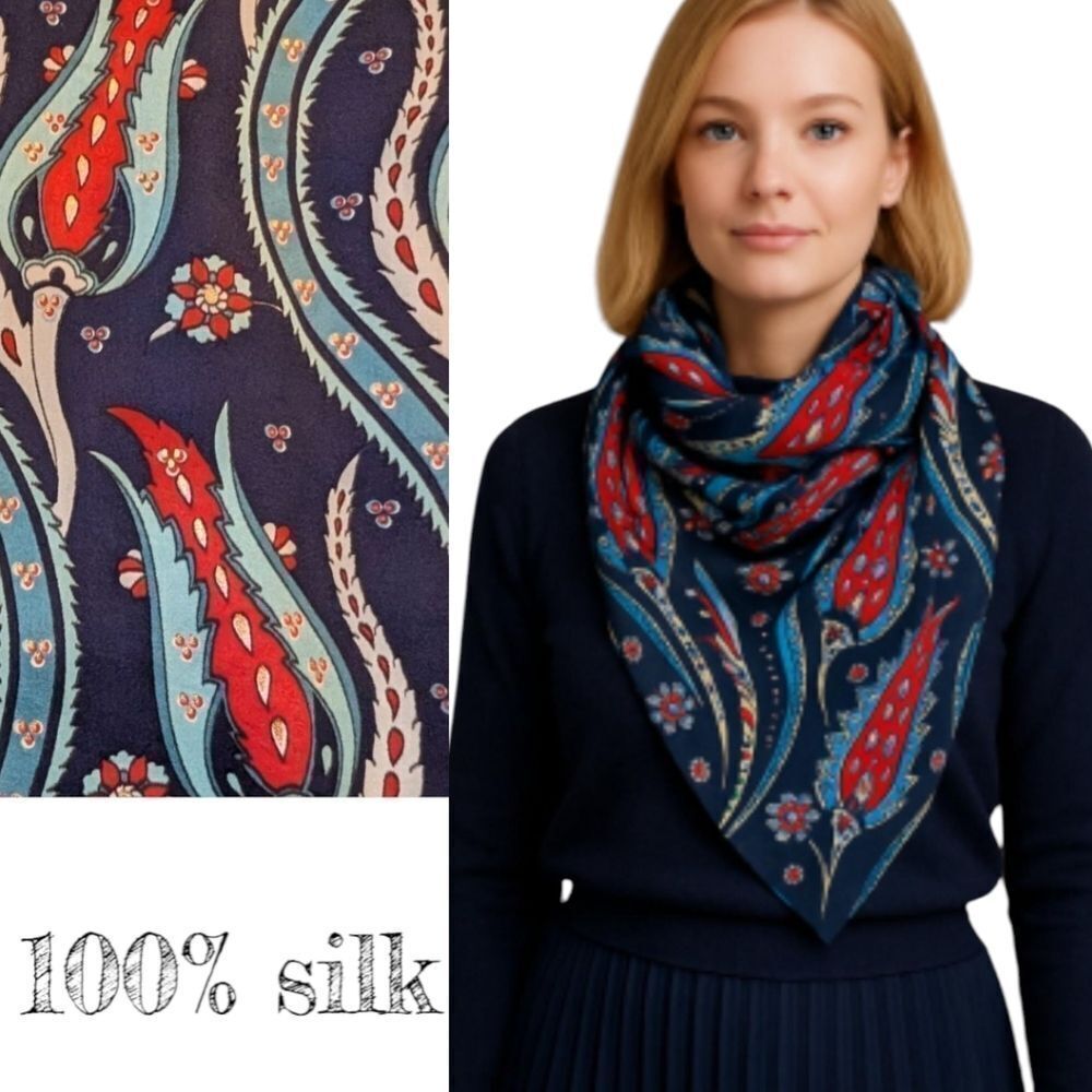 COPY - pure silk floral pepper pattern scarf